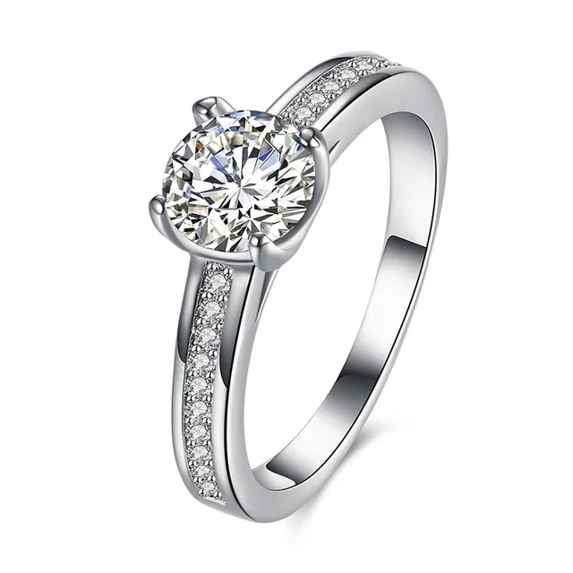 classic four claw beautiful white gold rings women aaa zirconia affordable wedding engagement rings for promise - Discount Wedding Rings Women classic four claw beautiful white gold rings women aaa zirconia affordable wedding engagement rings for promise - Discount Wedding Rings Women