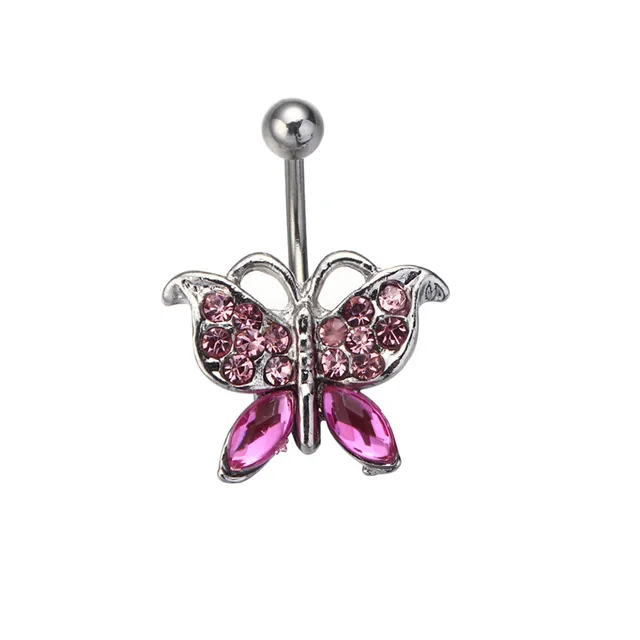 Luxury Industrial Piercing 14g Butterfly Dangle Navel Ring Belly