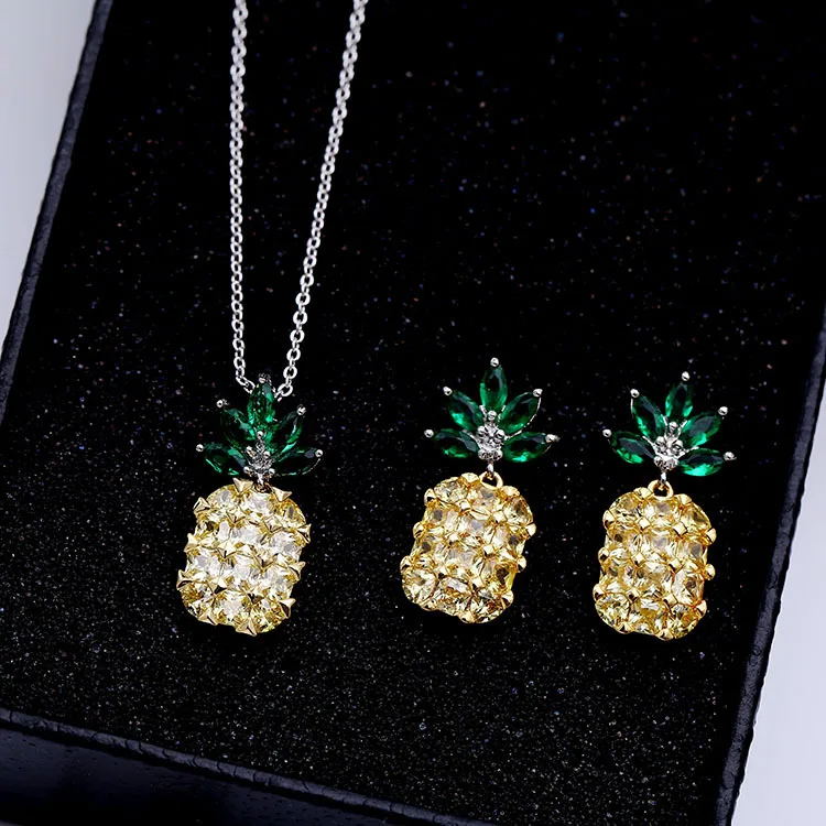 Yun ruo желтый циркон, камень Ananas серьги гвоздики S925 Серебряная булавка гипоаллергенная Женская мода ювелирные изделия креативный подарок Прямая