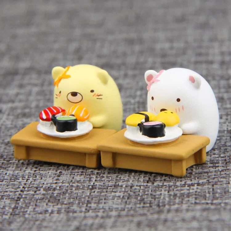 

Kawaii Couple Cats Micro Landscape Mini Cat Bear Couple Sushi Table Dolls Figures Toy For Kid Birthday Christmas Gift Home Decor