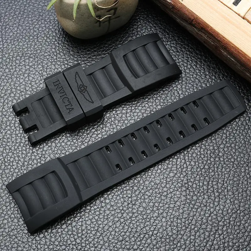 

New Rubber Watchband Black Divering Sport Men's Wristband Belt Replacement Strap For Invicta Watch Silicone Bracelet
