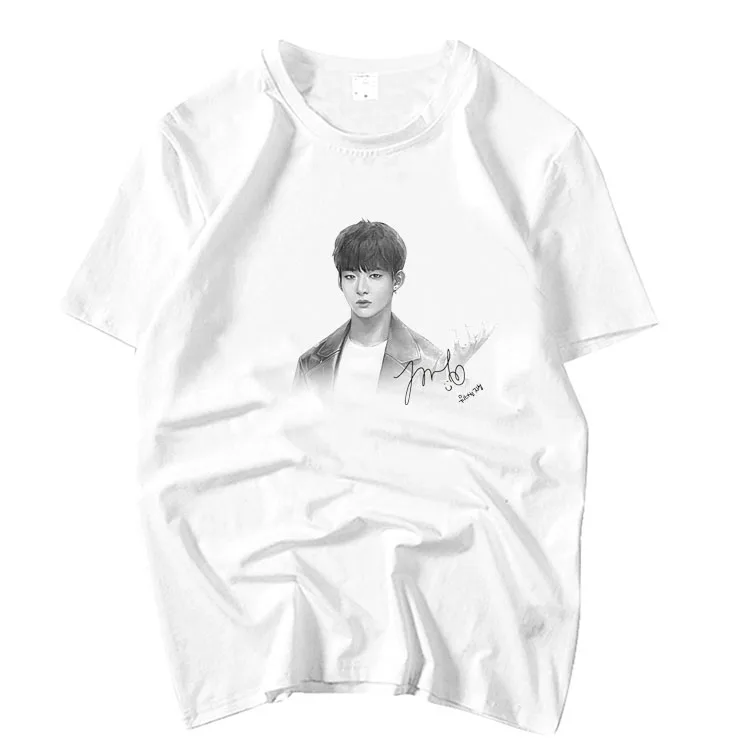 Wanna one member/футболка с короткими рукавами и принтом рука подпись летняя белая