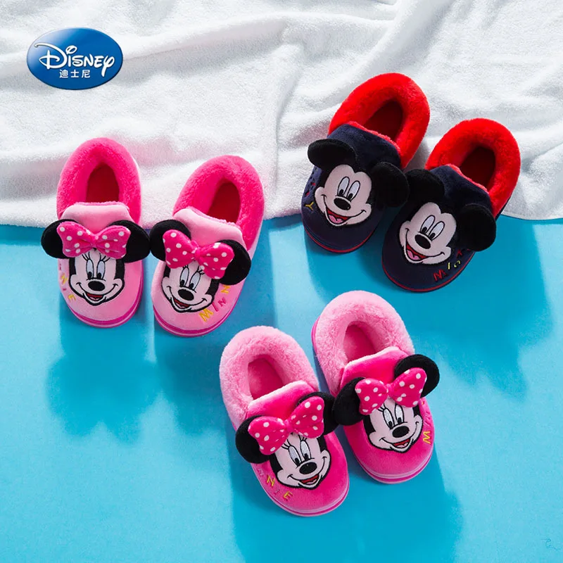 

Disney Children Indoor Slippers Girls Home Slippers Boys Winter Warm Shoes Kids Barefoot Home Cute Shoes High Heels Slippers