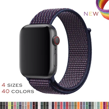 

Sport loop for apple watch band series 4 3 2 1 reflective strap double-layer breathable woven nylon for Iwatch 38 40 42 44 mm