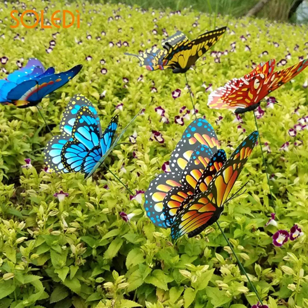 Пластиковая бабочка, садовый декор, креативный сад, искусство, садовый орнамент, реалистичное 3D украшение для газона, украшение