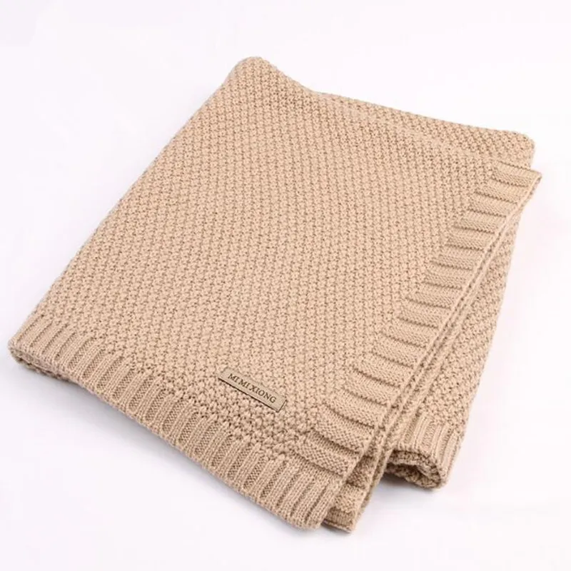 Пеленальное Одеяло для новорожденных; зимнее теплое Вязаное детское Клетчатое одеяло для мальчиков; осеннее вязаное одеяло из муслина для малышей - Цвет: Brown