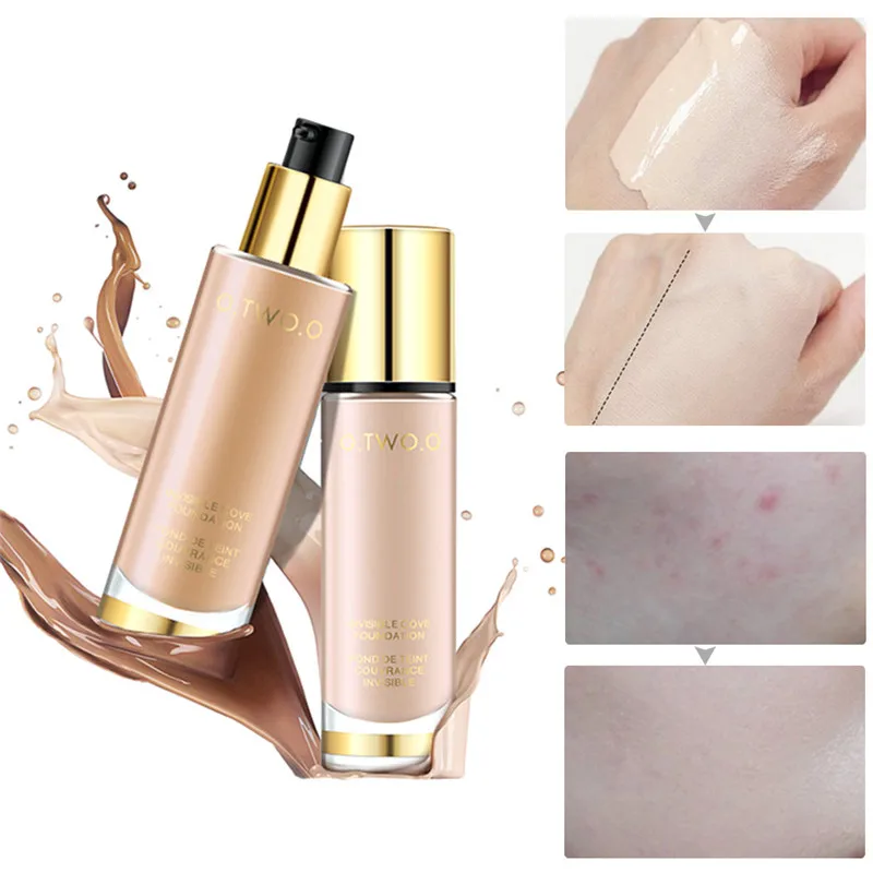 

O.TWO.O 8 Colors Make Up Foundation Beauty Waterproof Flawless Coverage Base Cosmetics Liquid Foundation Cream Makeup Primer