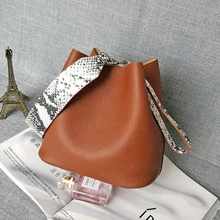 Hanyuna Brand 2017 New Fashion Genuine Leather Child-Mother Ladies Bucket Handbag Latest Single Shoulder Women Bag