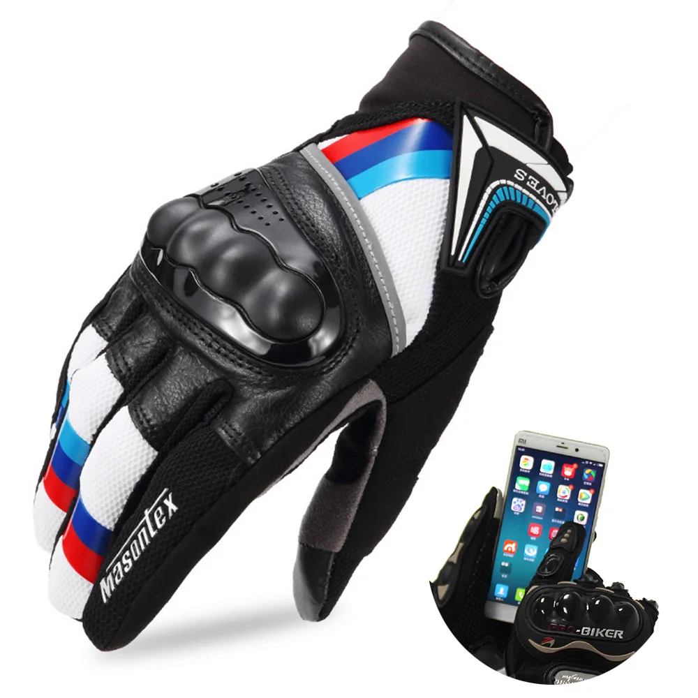 

Leather Motorcycle Gloves Touchscreen Full Finger Motorcross Dirt Racing Offroad ATV Moto Riding Motorbike Gloves for Men Women