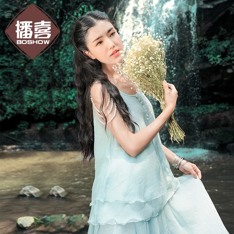 

LYNETTE'S CHINOISERIE 2016 summer women's loose double layer chiffon vest all-match chiffon shirt top