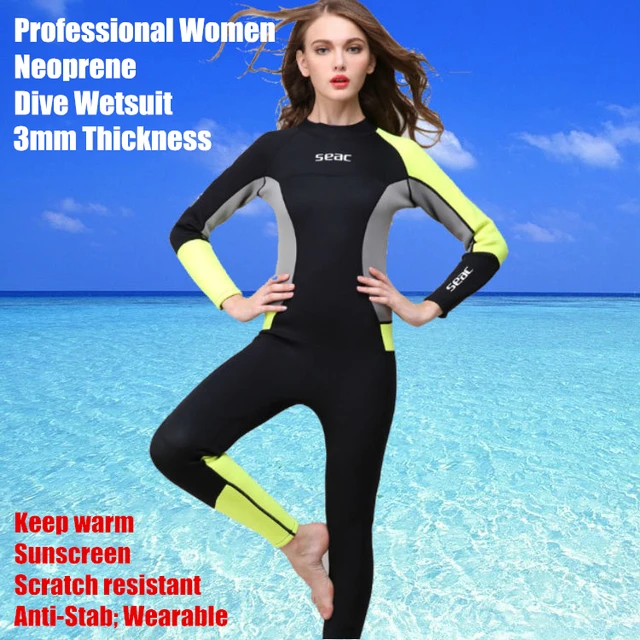 Cheap SEAC Professional Women 3mm Neoprene Scuba Dive Wetsuit,Sunscreen Surf Diving Equipment Siamese Jellyfish Clothes,Warm;Anti-Stab