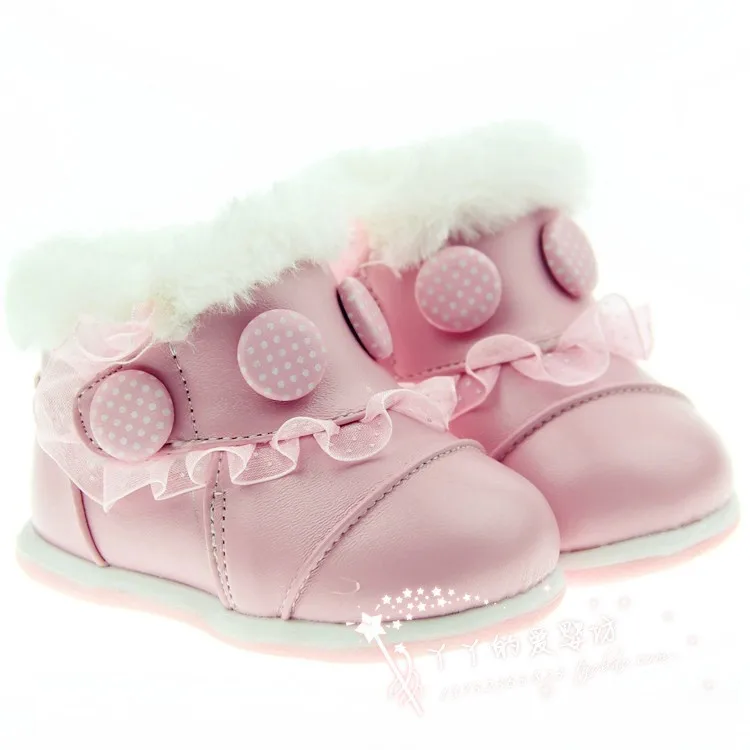 Новая зимняя обувь из овечьей кожи с хлопковой подкладкой для малышей Толстая теплая детская обувь с мягкой подошвой зимние женские ботинки с хлопковой подкладкой