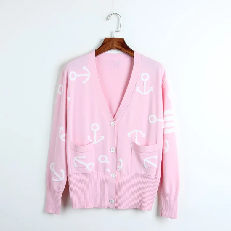 

New 2019 Spring V-neck Coats Cardigan Women Knitted Casual Jacquard Cardigans Split Outwear pull femme Pink Yellow Femmle Coat