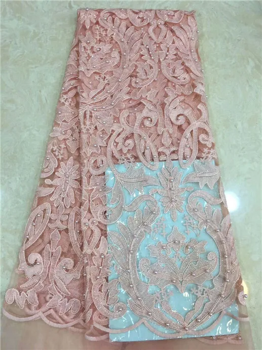 

white Latest Lace Fabric 2018 Fashion African Lace Fabric Tulle African French Lace Fabric High Quality Nigerian Fabrics pink(FJ