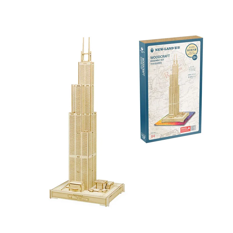 Sears Tower DIY 3D деревянные Пары Башня головоломка игра подарок и орнамент для детей