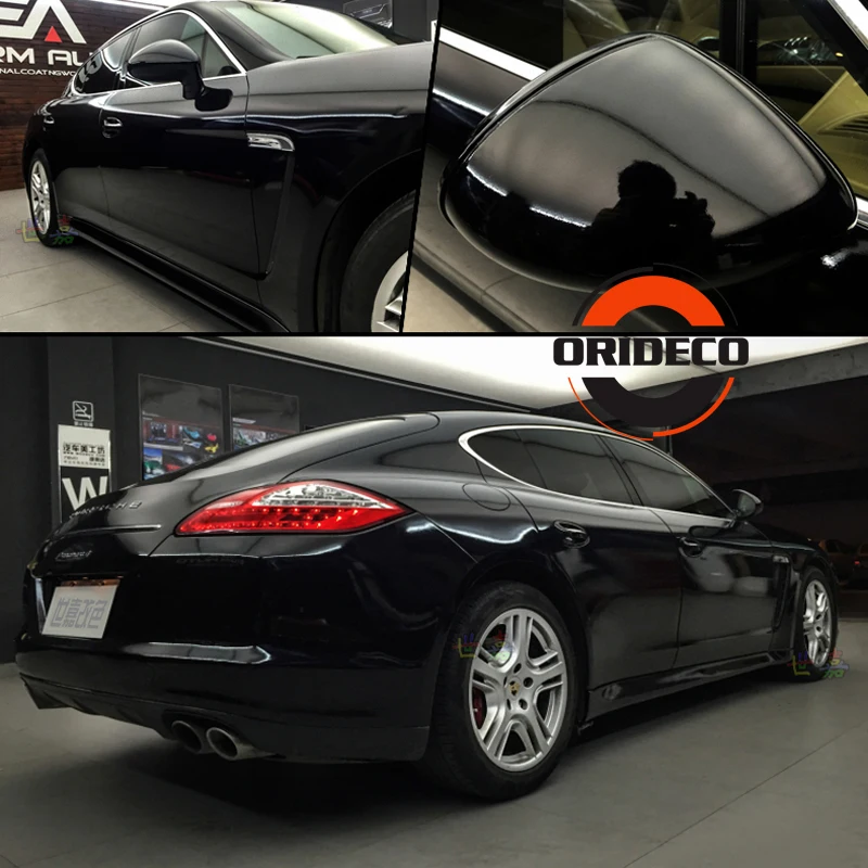 black highly glossy vinyl car wrapping