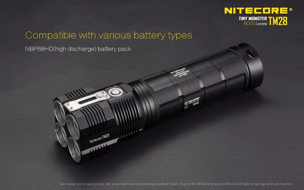 Baterias + Suporte 655m + 4*18650 Alta Lanterna Nitecore 4 * Cree Xhp35 hi Max.6000lm Feixe Distância 3100mah Nhm10 Luz Tm28 16 Luzes e Iluminação
