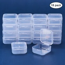 18 шт., маленькие коробки, квадратный прозрачный пластиковый чехол для хранения ювелирных изделий, контейнер для упаковки, коробка для хранения сережек, колец