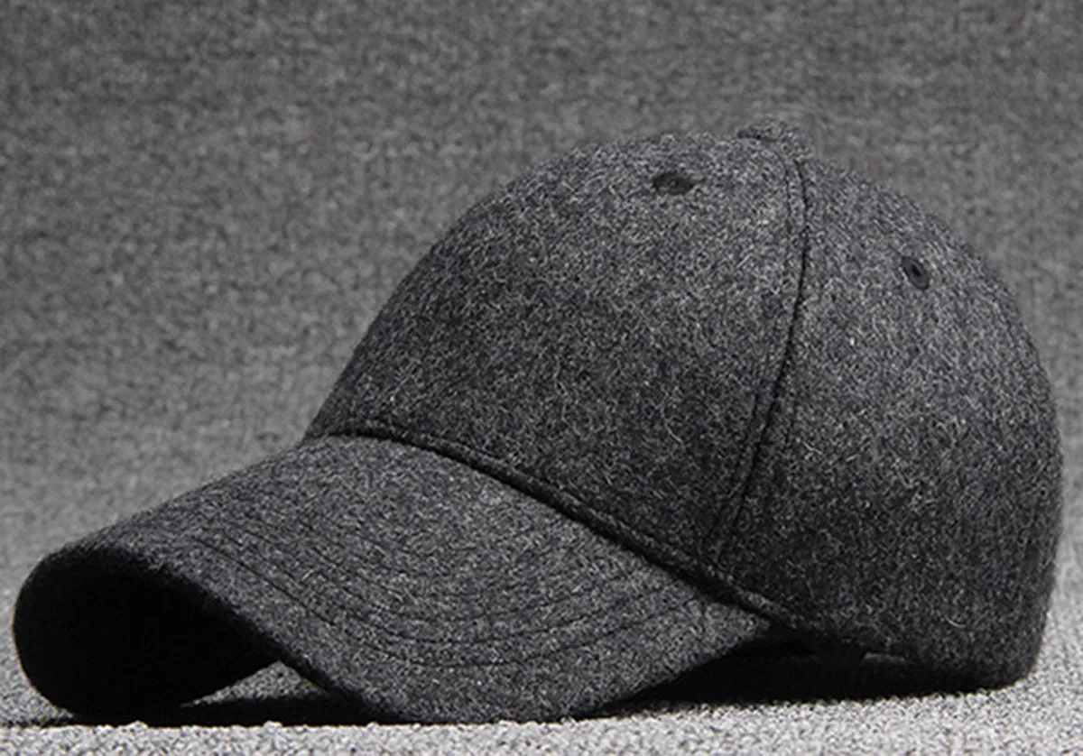 Wholesale Quality Men Grey Wool Felt Baseball Hats Women Plain Black
