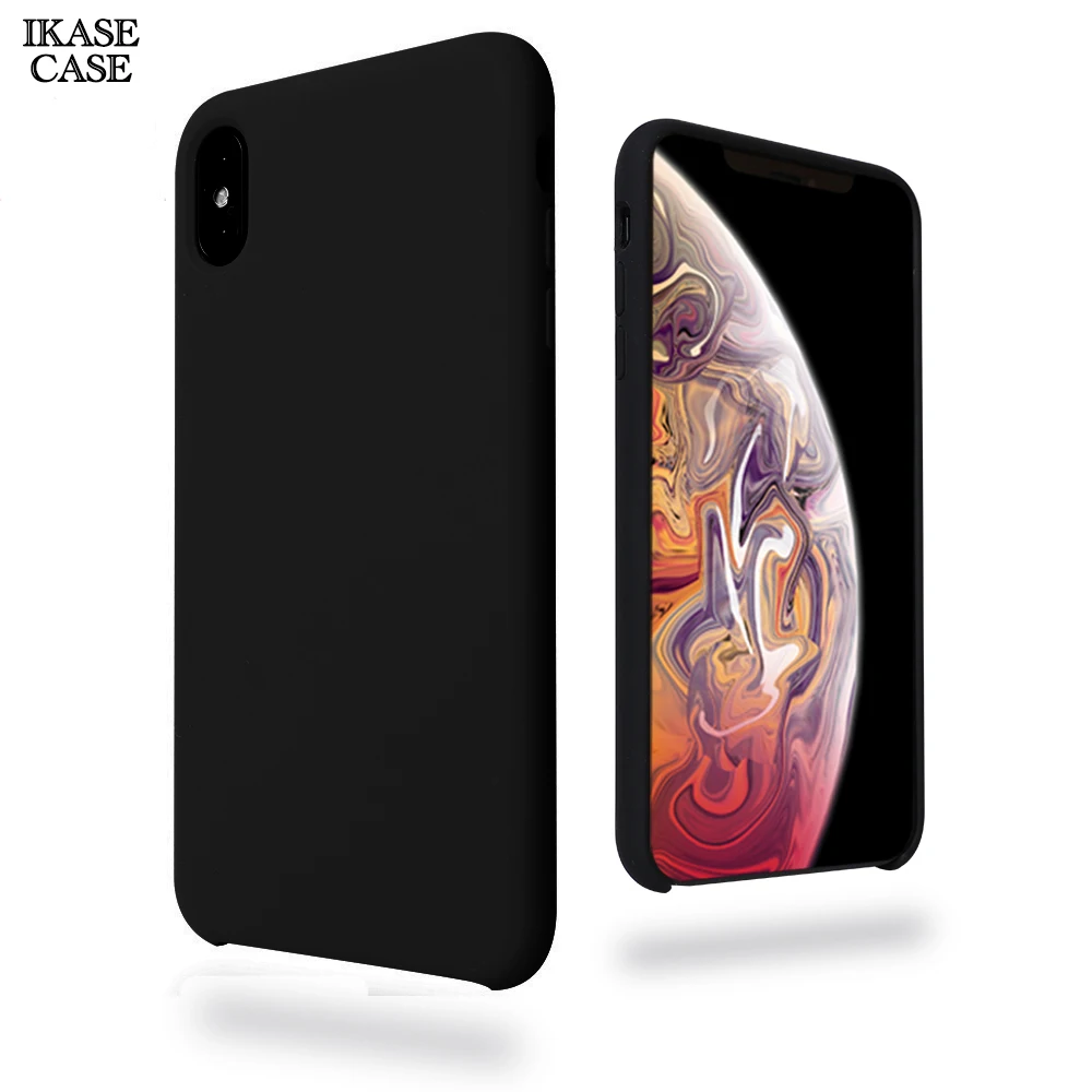 

Ikase Store Black Liquid Silicone Phone Case For iPhone X XS 8 8 7 6 6s Plus White Silicone Mobile Phone Cover Case For iPhone7