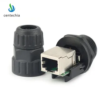 

Centechia Ethernet Network Extender Cable RJ45 Coupler Plug Connector Waterproof IP68 8 Core Portable USB Round Plug Adapter