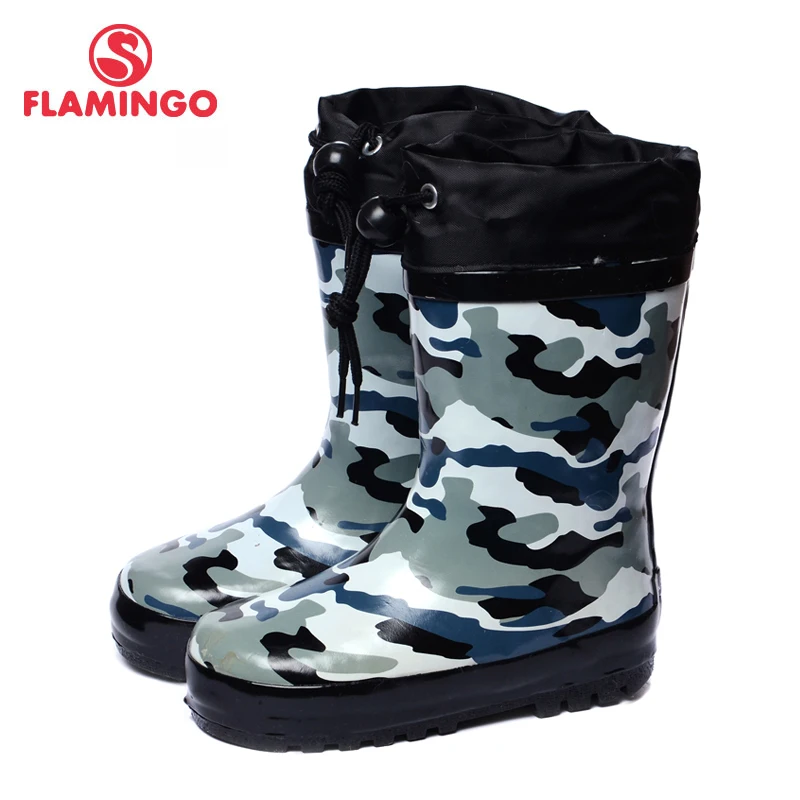 baratas FLAMINGO projeto crianças galochas galochas da marca 2017 Crianças mais quente anti skid cor camuflar sapatos de chuva 71 HL 0004S