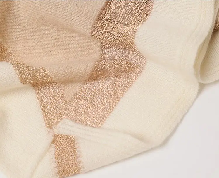Naizaiga кашемировый вязаный двойной цвет с добавлением золотой нити зимний теплый мусульманский шарф больших размеров женская длинная шаль SN64