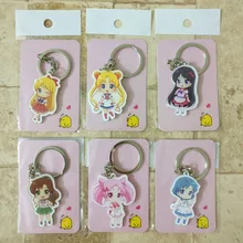 6PCS/lot Sailor Moon Keychain Keyrings Fashion Jewelry Key Chain Hot Sale Custom made Game Key Ring HS01
