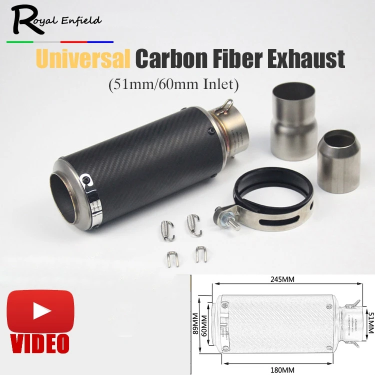 

61MM Universal Motorcycle Exhaust Pipe Scooter Modified Carborn Firber Muffler exhaust pipe For KAWASAKI zx10r for BMW S1000RR