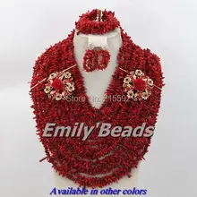 Новые удивительные 15 слоев красный нигерийские Свадебные туфли в африканском стиле Бусины Ювелирные наборы коренастый коралловые Бусины Ювелирные наборы cj238