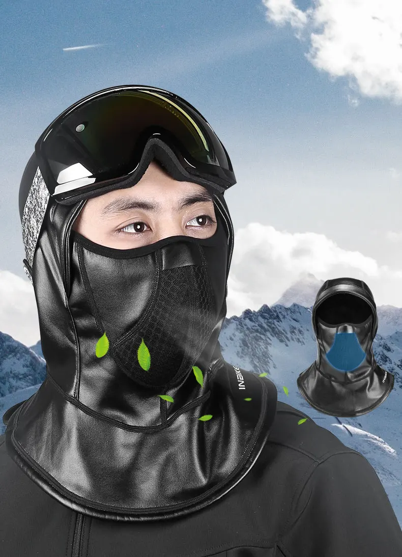 INBIKE, водонепроницаемая маска для лица, термальная, для катания на лыжах, искусственная кожа, защита для шеи, ветрозащитный шарф, защищающий, для улицы, Балаклавы, теплые шапки для мотора
