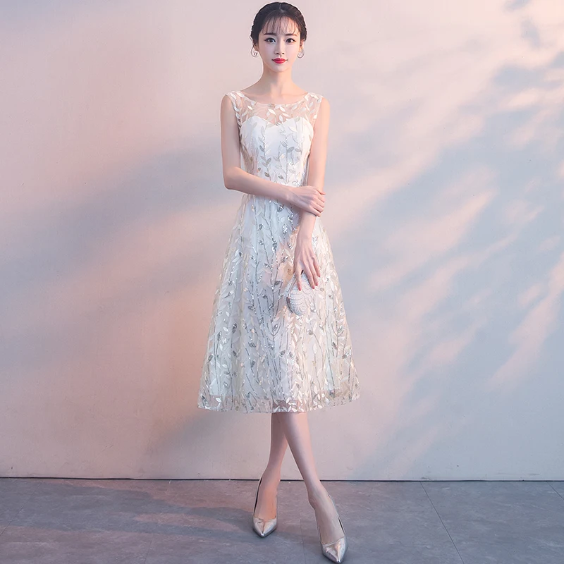 Suosikki элегантное серое кружевное платье для выпускного вечера простые Короткие вечерние платья