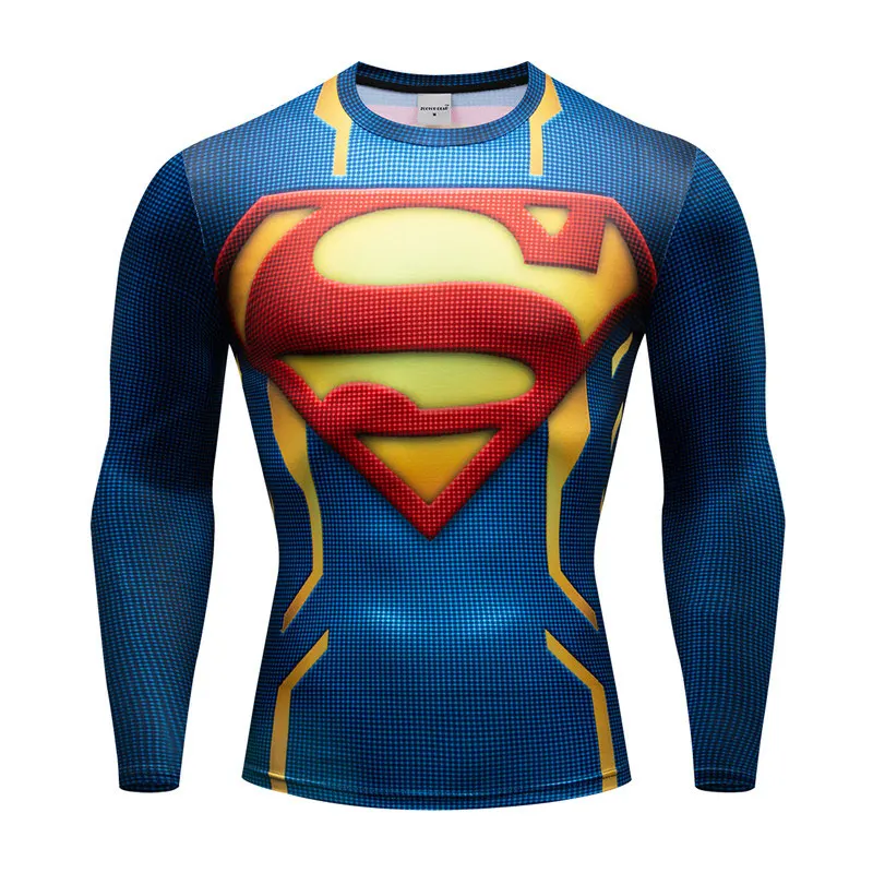 Супергерой Hommes мужские футболки для фитнеса Мужская футболка Супермен с длинным рукавом мужские футболки для фитнеса Бодибилдинг Топ косплей - Цвет: AF1638