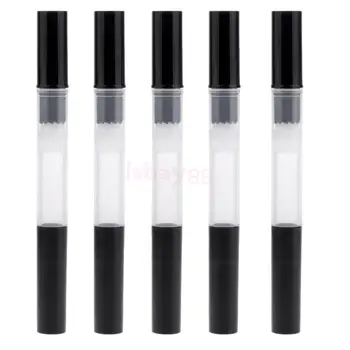 

5Pcs 3ml Clear Twist Pen with Brush Tip Empty Lip Gloss Pen Eyelash Nail Oil Liquid Tube Cosmetic Container Travel Kit Black Cap