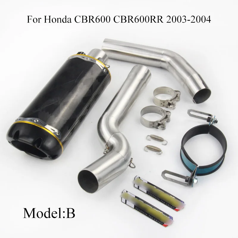 CBR600RR глушитель для мотоцикла Mid Link труба Соединительная 51 мм глушитель труба для Honda CBR600 2003- Модифицированная слипоны - Цвет: B