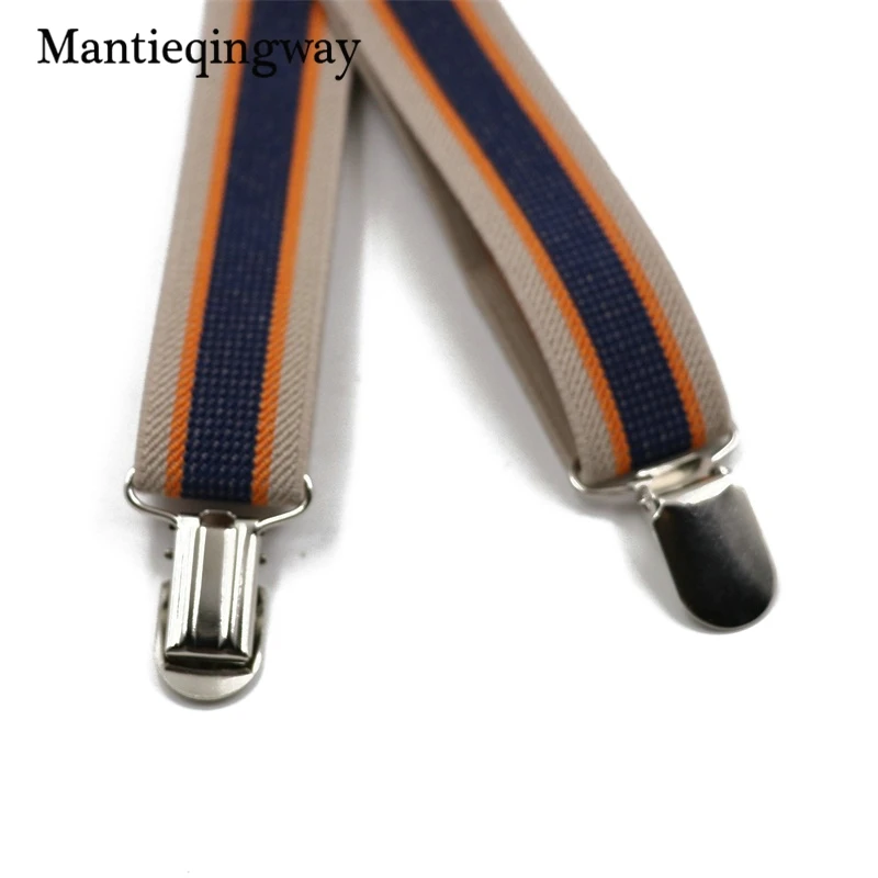 Mantieqingway High Quality Men's Suits Elastic Striped Suspenders Men PU Leather 3 Clip Suspenders Belt Strap Adjustable Braces