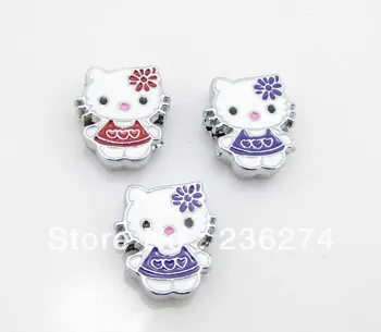 

s1574 (100pcs/lots) hello kitty Slide Charm fit DIY 8mm wristband /belts