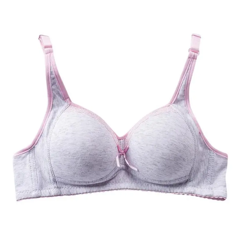 

3/4 Cup Wire Free Push UP Cute Bra Gather Adjustable Underwear For Women B Cup Solid Color