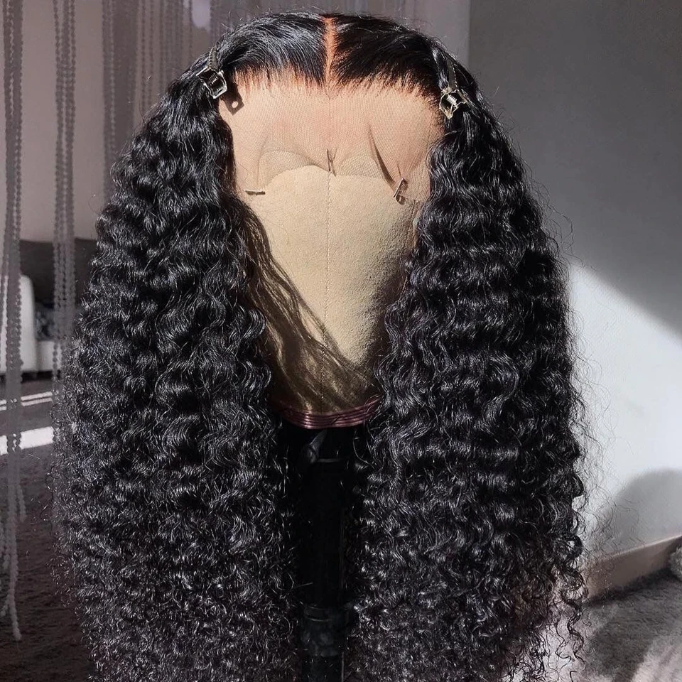 

Kinky Curly Lace Front Human Hair Wigs For Black Women Brazilian Remy Human Hair Pre Plucked 13*4 Lace Wigs With Baby Hair KL