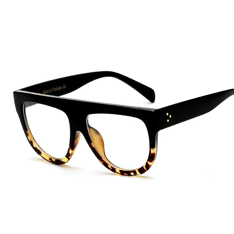Big Matte Black Glasses Optical Woman Flat Top Fashion Cat Eye Glasses