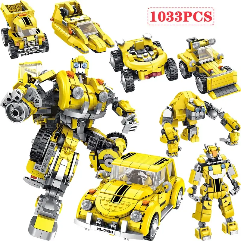 

6 in 1 Deformation Hornet Mecha Beetle Car Buildings Blocks Compatible Legoed Creator City Robot Educational Toys for Children