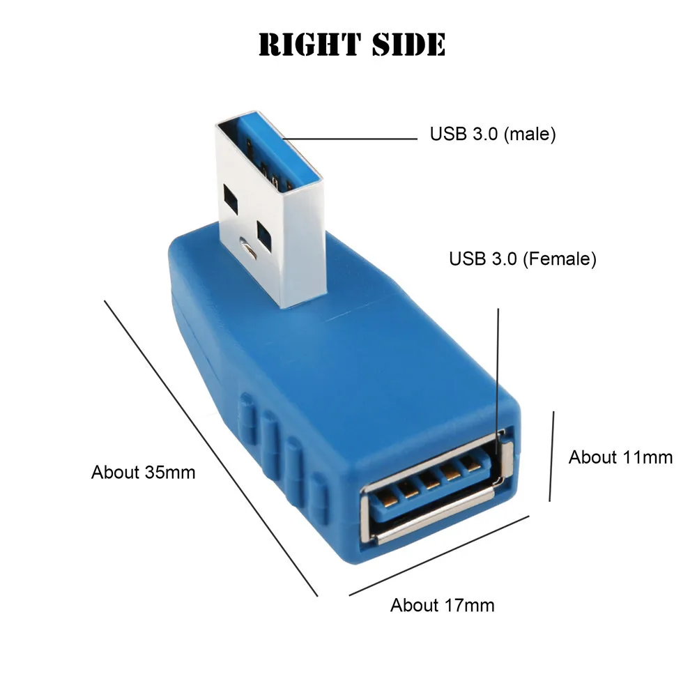 Синий 90 градусов по вертикали влево вправо вверх вниз Угловой USB 3,0 мужчин и женщин M/F адаптер соединитель конвертер