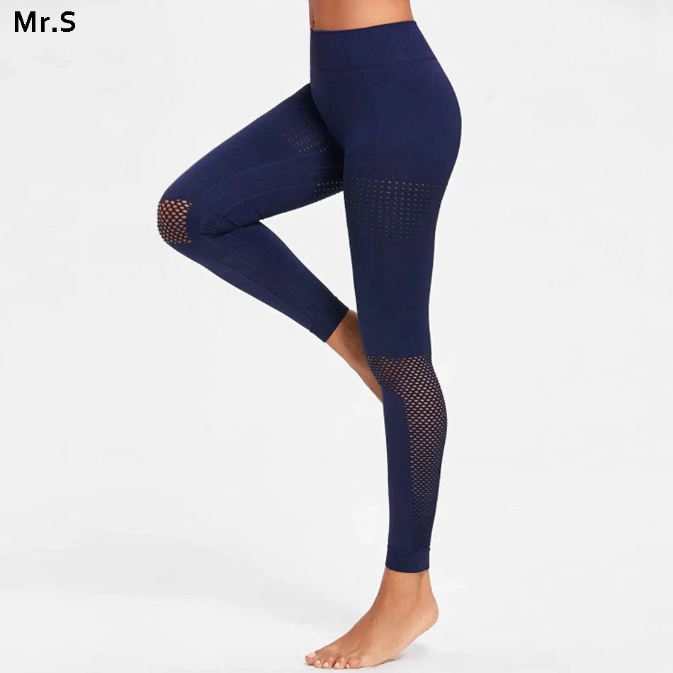 

High waist mesh yoga pants Black seamless yoga leggings super stretchy sport legging workout gym legging fitness scrunch legging