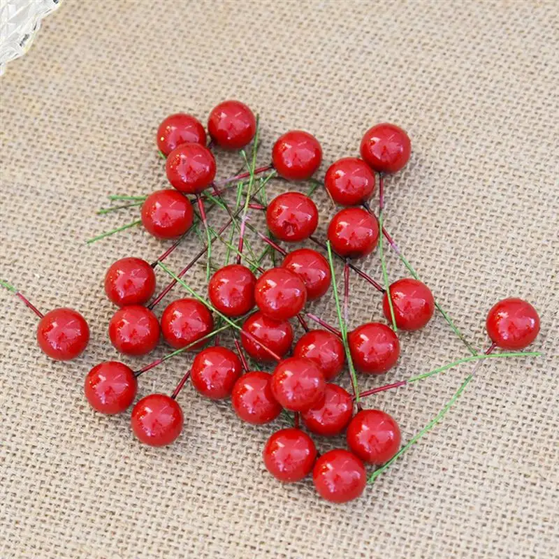 Artificial Lifelike Small Red Cherries for Christmas Tree Home Party