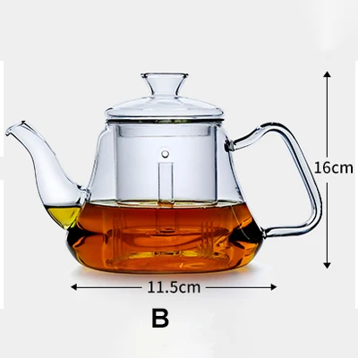 PINDEFANG режим S чай mer чайник Heatable чашка из боросиликатного стекла горшки здоровья красный травяной чайник для заваривания цветочного чая 34 унции/1000 мл - Цвет: B