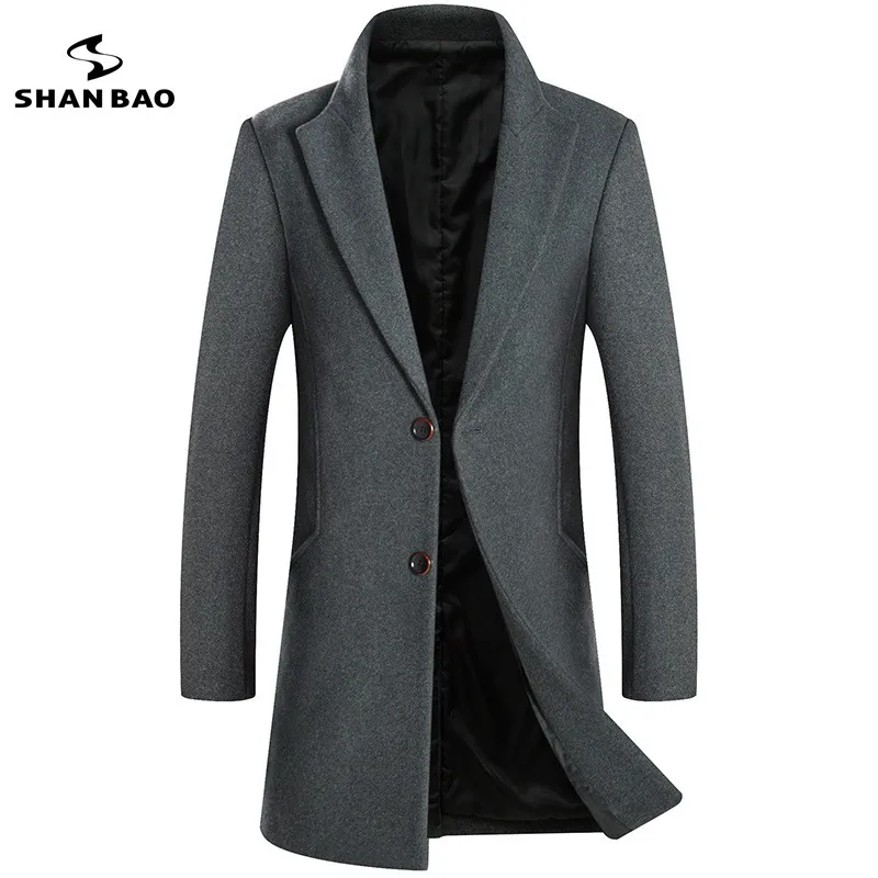 2018 autumn and winter new long wool coat plus velvet thick warm fashion casual men's lapel two buckles slim coat black gray red 2018 autumn and winter new long wool coat plus velvet thick warm fashion casual men's lapel two buckles slim coat black gray red