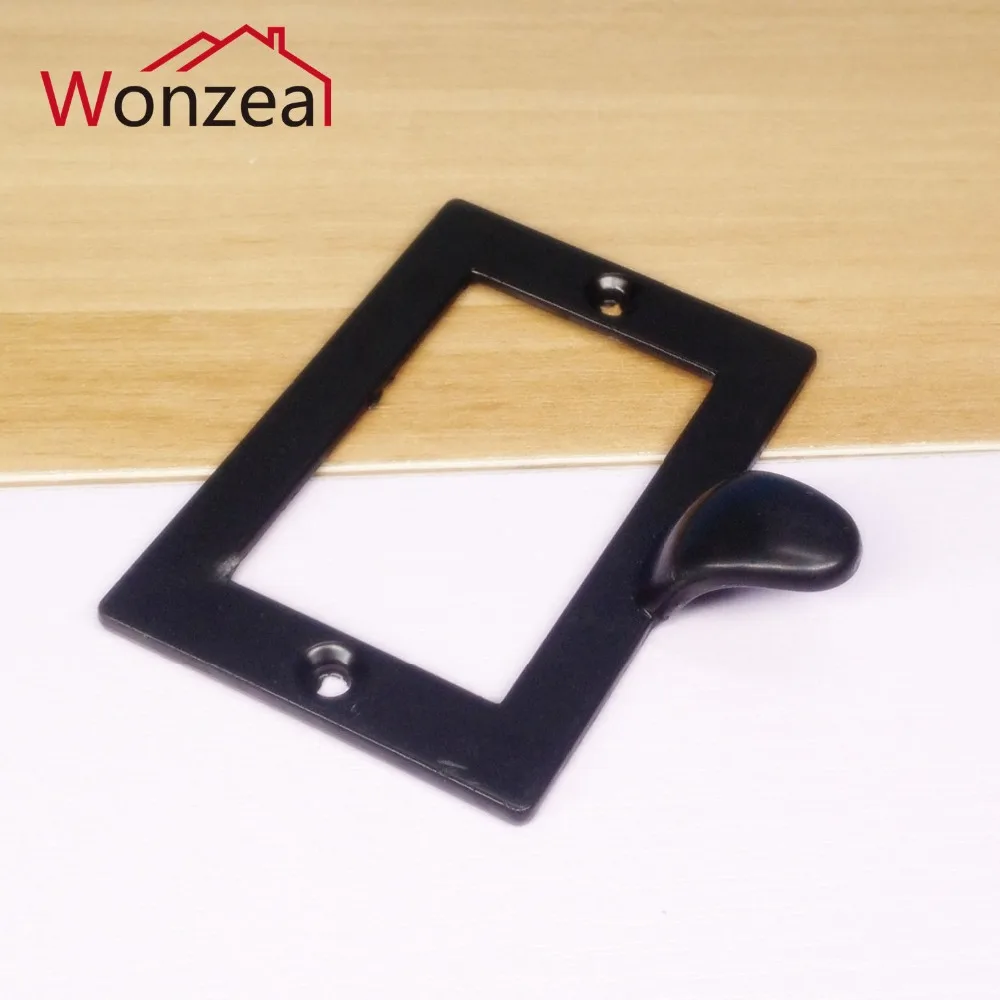 

72*49mm Decorative Black Drawer Label Frames Pulls Hardware Large Metal Tags Frames Holder Gift Box Tag Card Label Holders