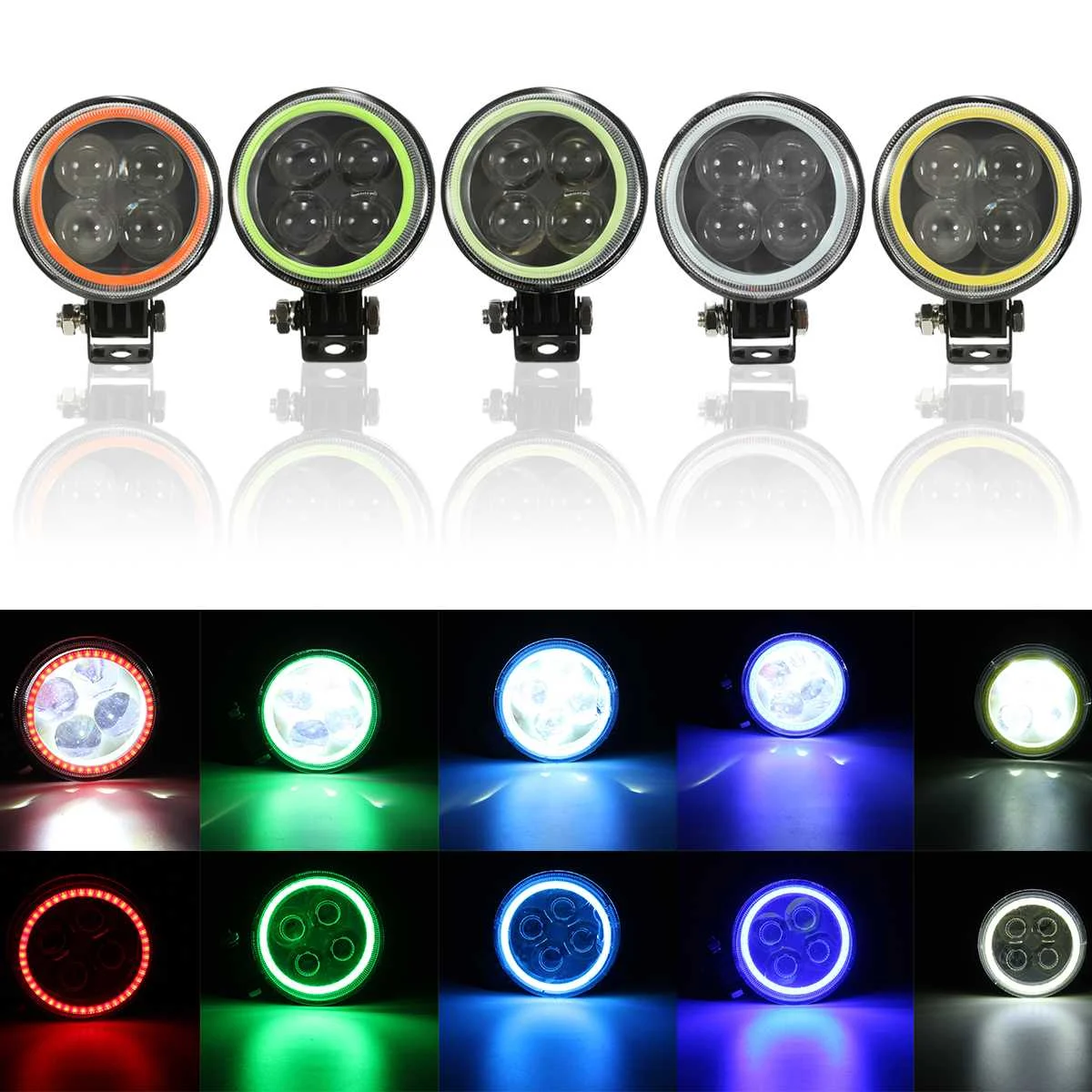 

1pc Motorcycle LED Headlight 12V 4D Lens Hi/Lo Beam RGB Burst Flash Work Lighting For Yamaha/Honda/Suzuki/Harley