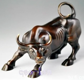 

Metal Crafts Small Wall Street Bronze Fierce Bull OX Statue 025