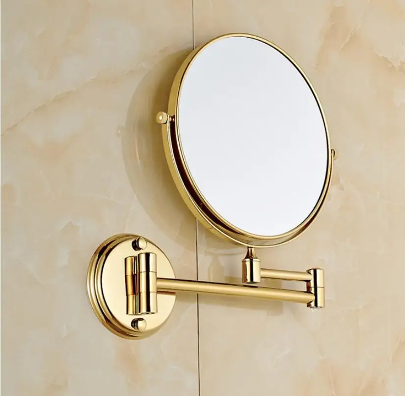 Bathroom Mirror Wall Mounted 8 inch Brass 3X/1X Magnifying Mirror Folding Rose gold/Gold Makeup Mirror Cosmetic Mirror Lady Gift